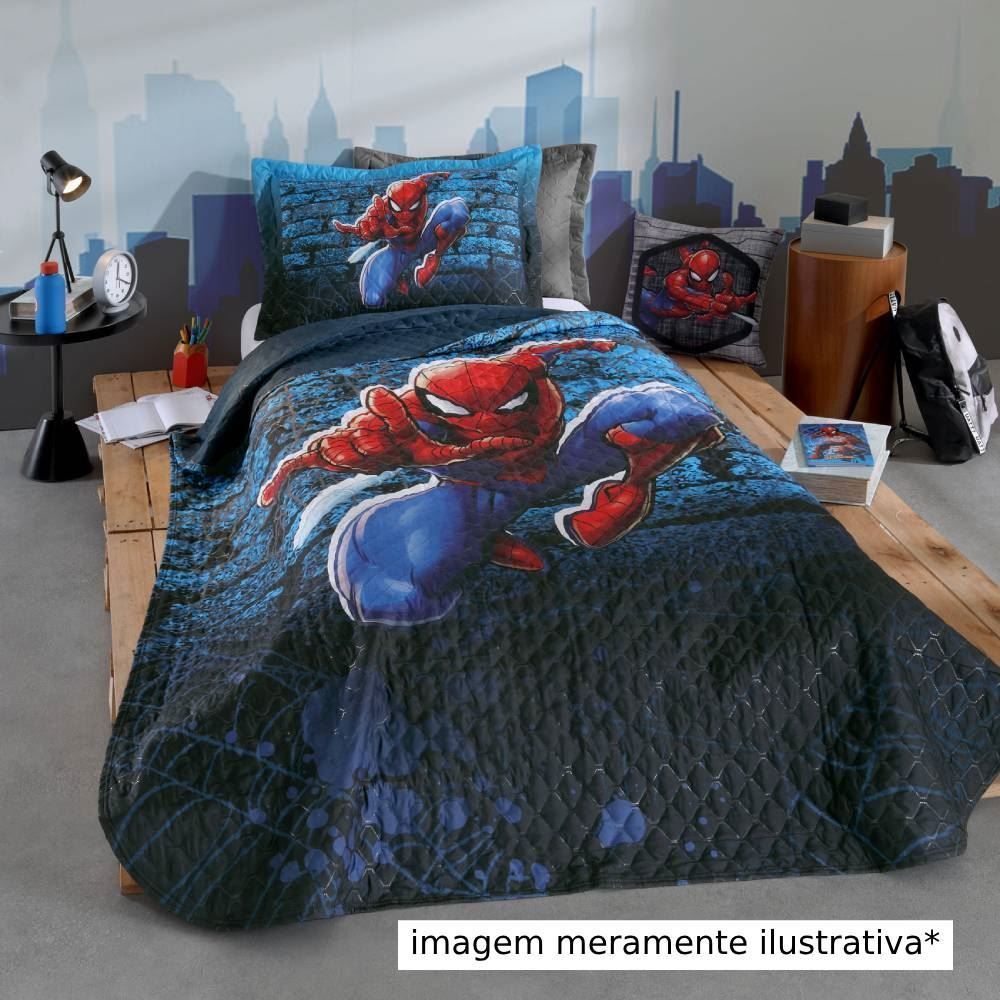 Cobre Leito Solteiro Infantil Disney Hedrons 1 Pç - Spiderman
