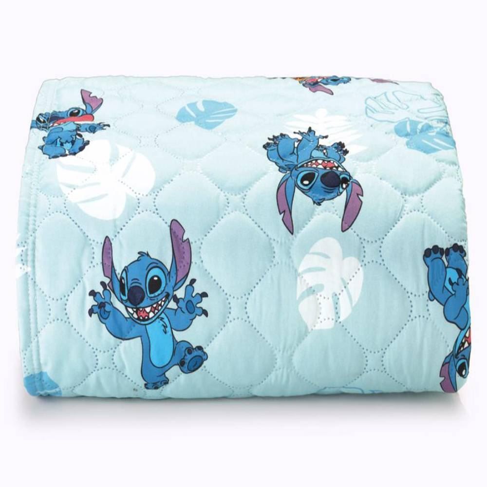 Cobre Leito Solteiro Disney Hedrons 1 Pç - Stitch Folhas Rotativo 