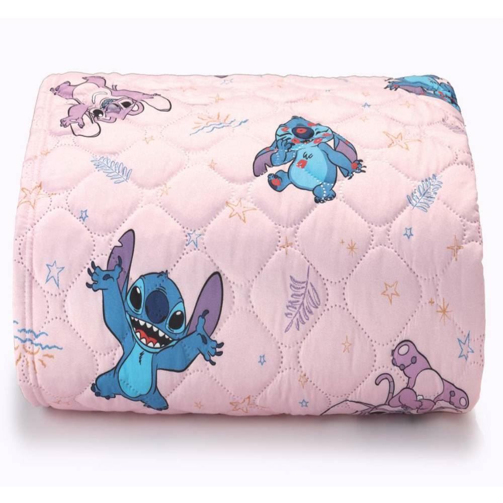 Cobre Leito Solteiro Disney Hedrons 1 Pç - Stitch Love Rotativo