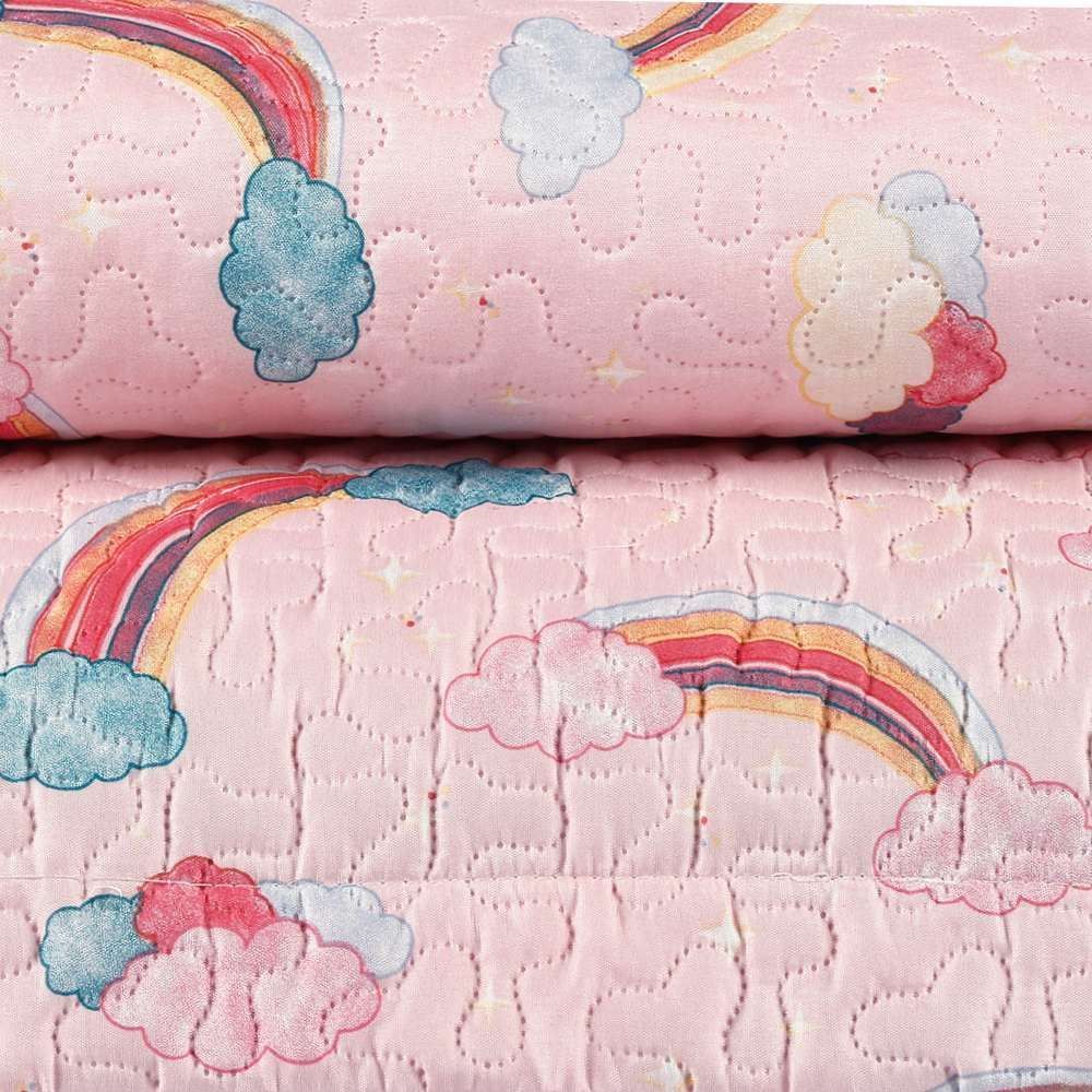 Kit Colcha Solteiro Dupla Face Matelado Havan Kids 2 pçs - Unicórnio Rosa