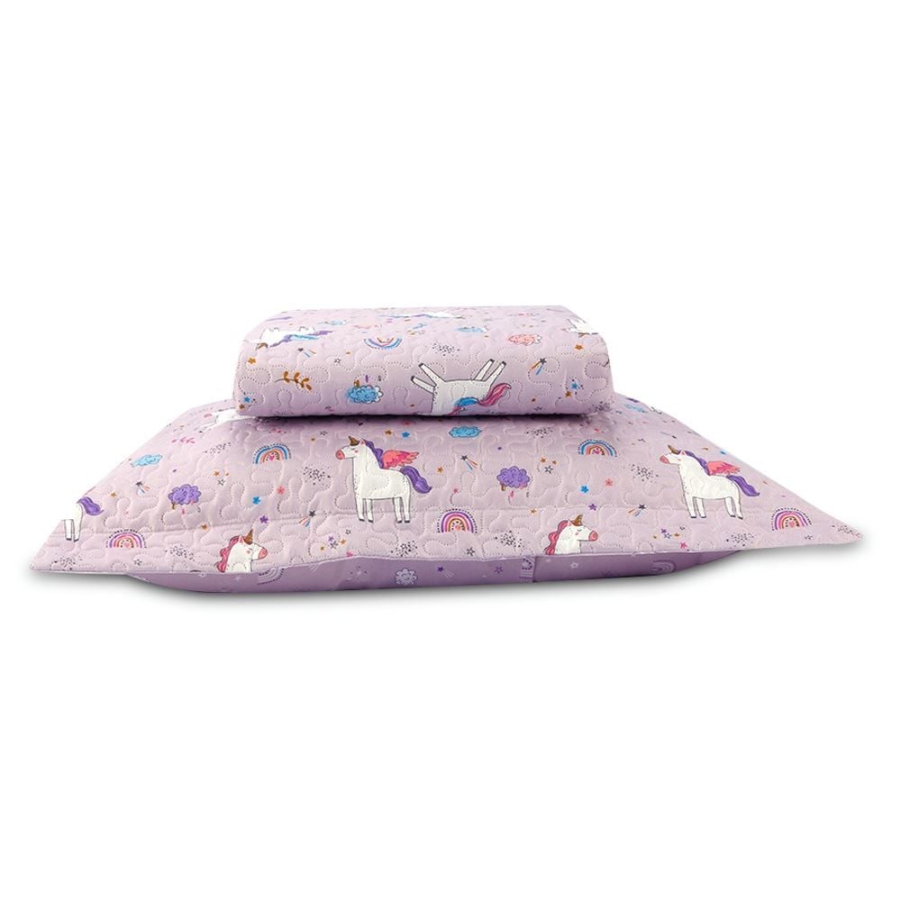 Kit Colcha Solteiro Dupla Face Matelado Havan Kids 2 pçs - Unicórnio Lilás