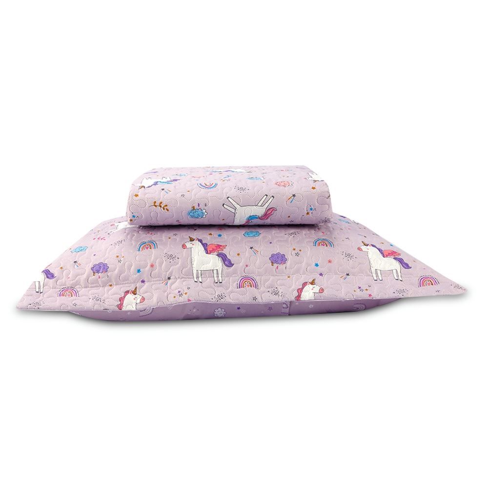 Kit Colcha Solteiro Dupla Face Matelado Havan Kids 2 pçs - Unicórnio Lilás