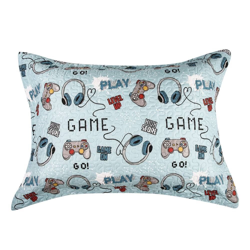Kit Colcha Solteiro Dupla Face Matelado Havan Kids 2 Pçs - Game Play Azul
