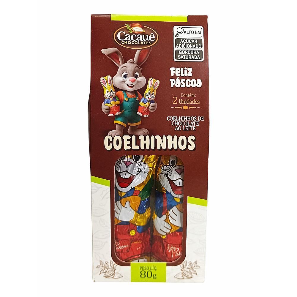 Coelho de Chocolate Ao Leite 2 Unidades Cacauê - 80g