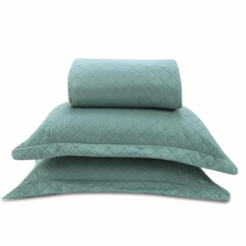 Kit Colcha Casal 100% Poliéster Lisa Versalhes Havan Casa 3 Pçs - Verde