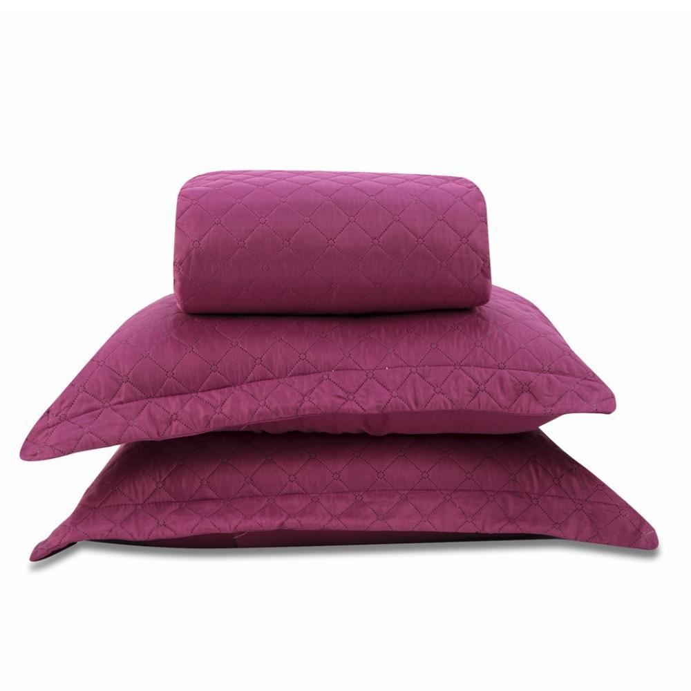 Kit Colcha King Dupla Face Lisa Havan Casa 3 Pçs - Rosa Malva