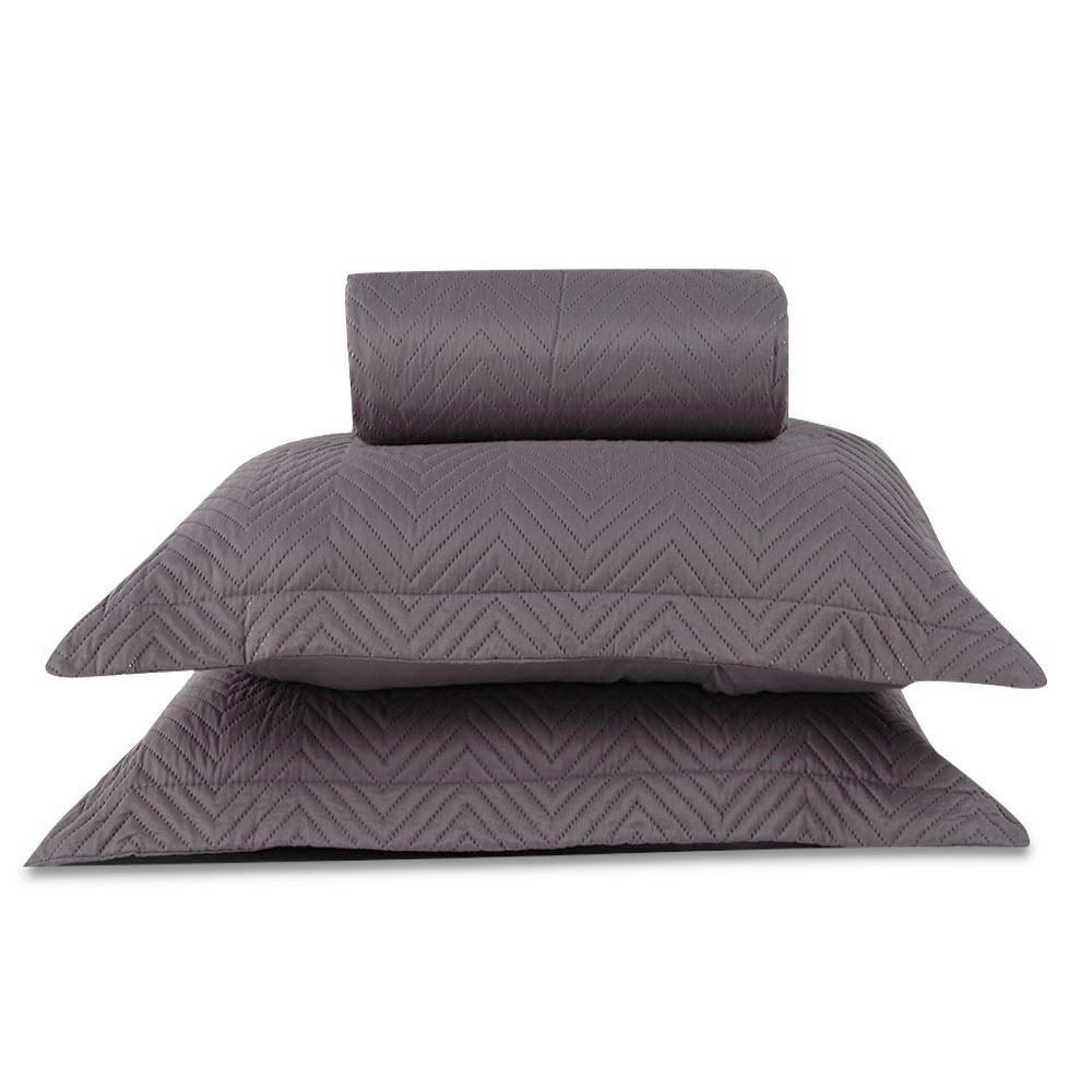 Kit Colcha King 100% Poliéster Lisa Versalhes Havan Casa 3 Pçs - Cinza Urbano