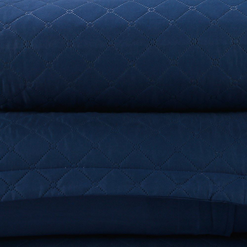Kit Colcha King 100% Poliéster Lisa Versalhes Havan Casa 3 pçs - Midnight Blue