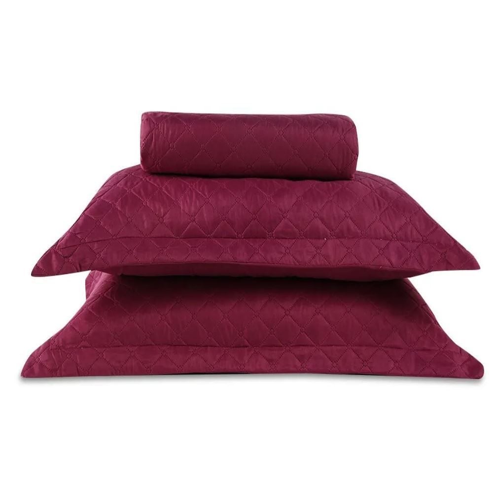 Kit Colcha King 100% Poliéster Lisa Versalhes Havan Casa 3 Peças - Rosa Malva