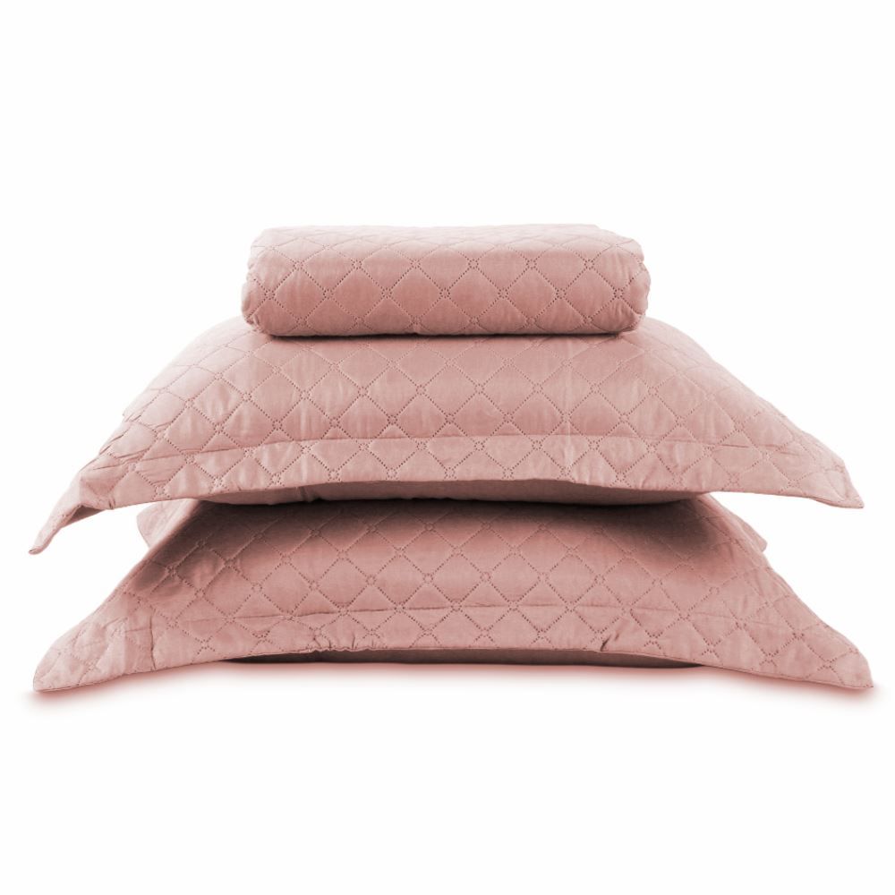 Kit Colcha King Lisa Versalhes Havan Casa 3 pçs - Rose