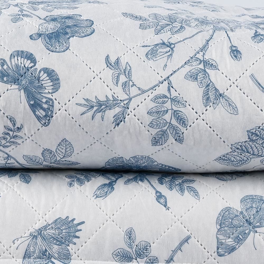 Kit Colcha King 100% Poliéster Havan Casa 3 pçs - Floral Azul