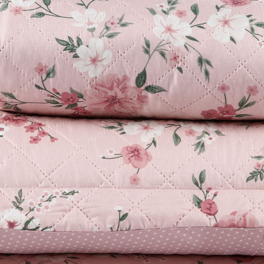 Kit Colcha King 100% Poliéster Havan Casa 3 pçs - Floral Rose