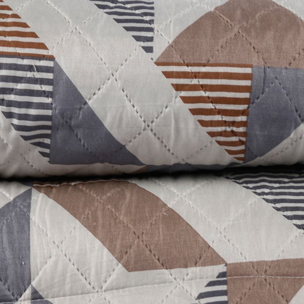 Kit Colcha King 100% Poliéster Havan Casa 3 pçs - Bege Com Cinza