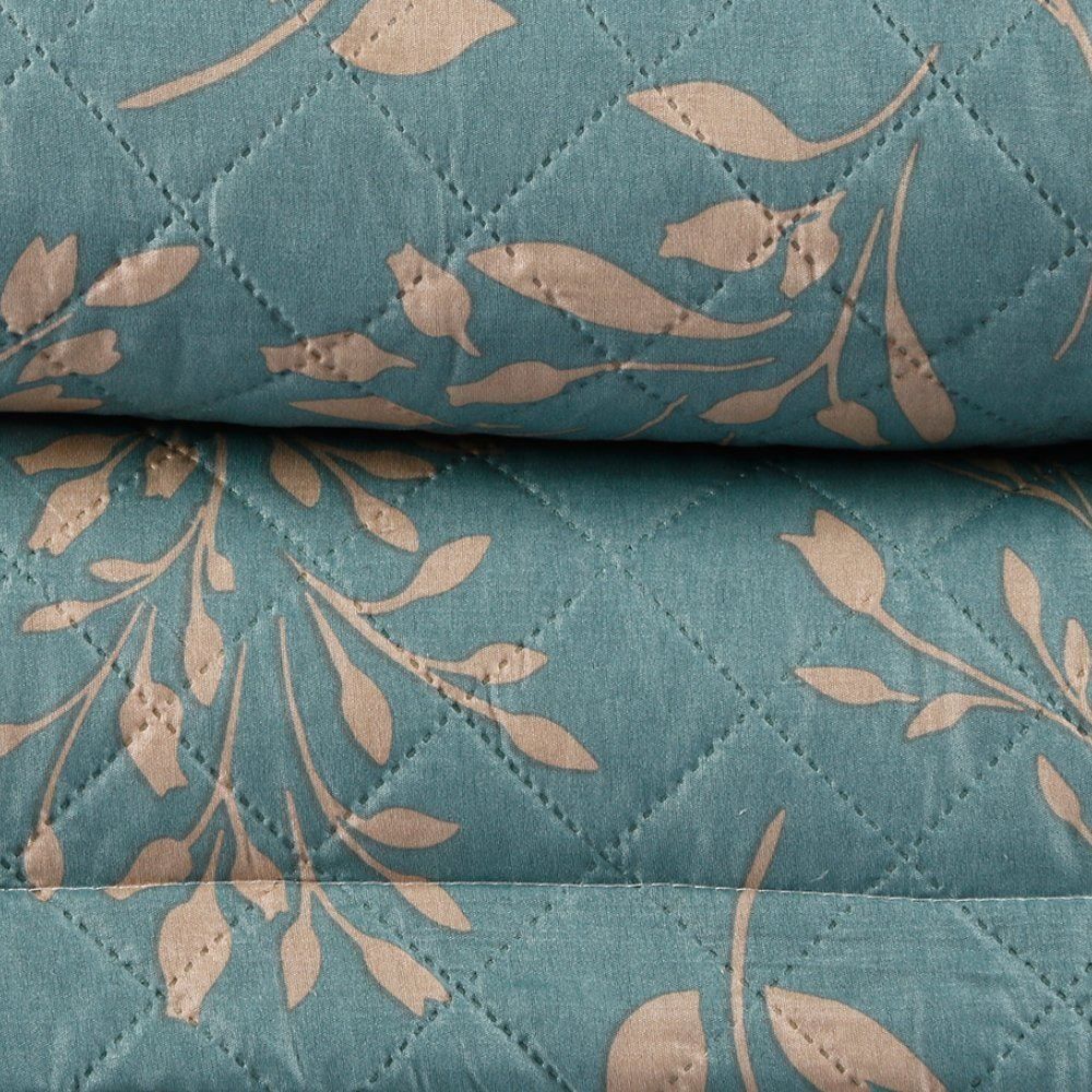 Kit Colcha King Versalhes Estampada Havan Casa 3 pçs - Folhagens Verde