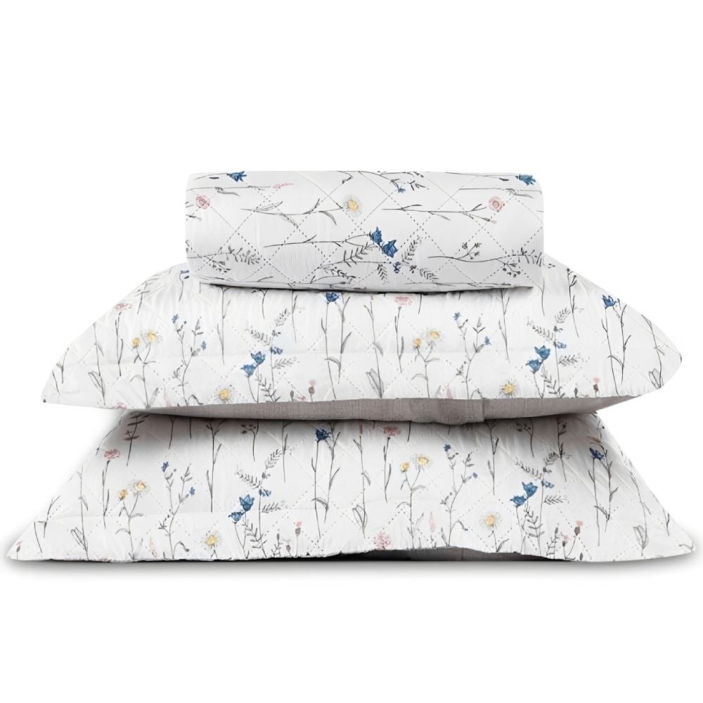 Kit Colcha King Versalhes Estampada Havan Casa 3 pçs - Floral Off