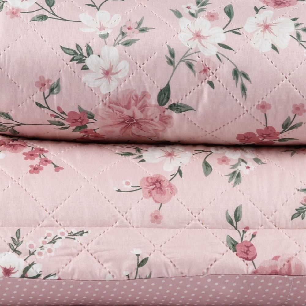 Kit Colcha King Versalhes Estampada Havan Casa 3 pçs - Floral Rose