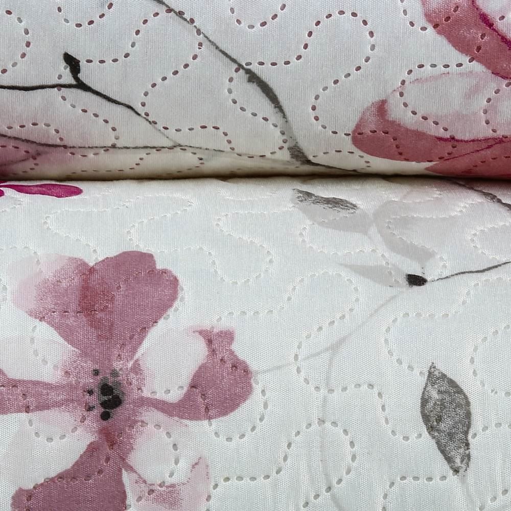 Kit Colcha King Malha Havan Casa 3 Pçs - Garden Rosa Floral 