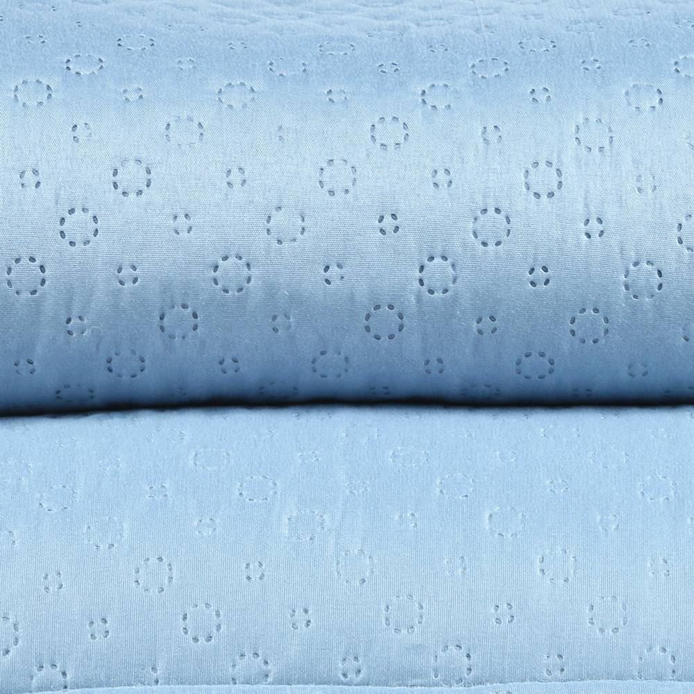 Kit Colcha King 100% Poliéster Lisa Rozac 3 Pçs - Azul Névoa