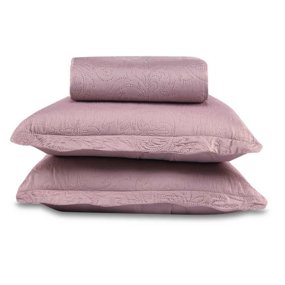 Kit Colcha King 100% Poliéster Lisa Rozac 3 Pçs - Violeta