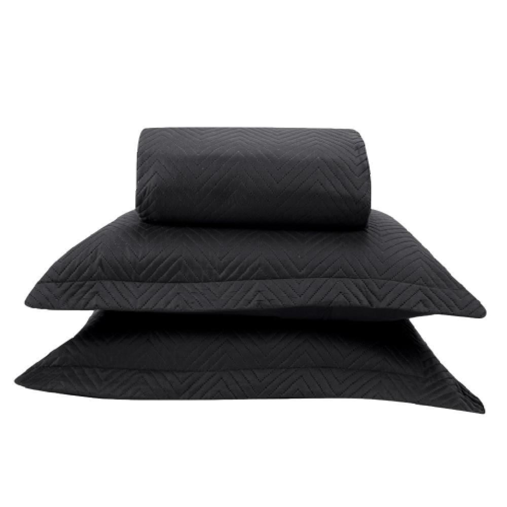 Kit Colcha Queen 100% Poliéster Lisa Versalhes Havan Casa 3 Pçs - Preto