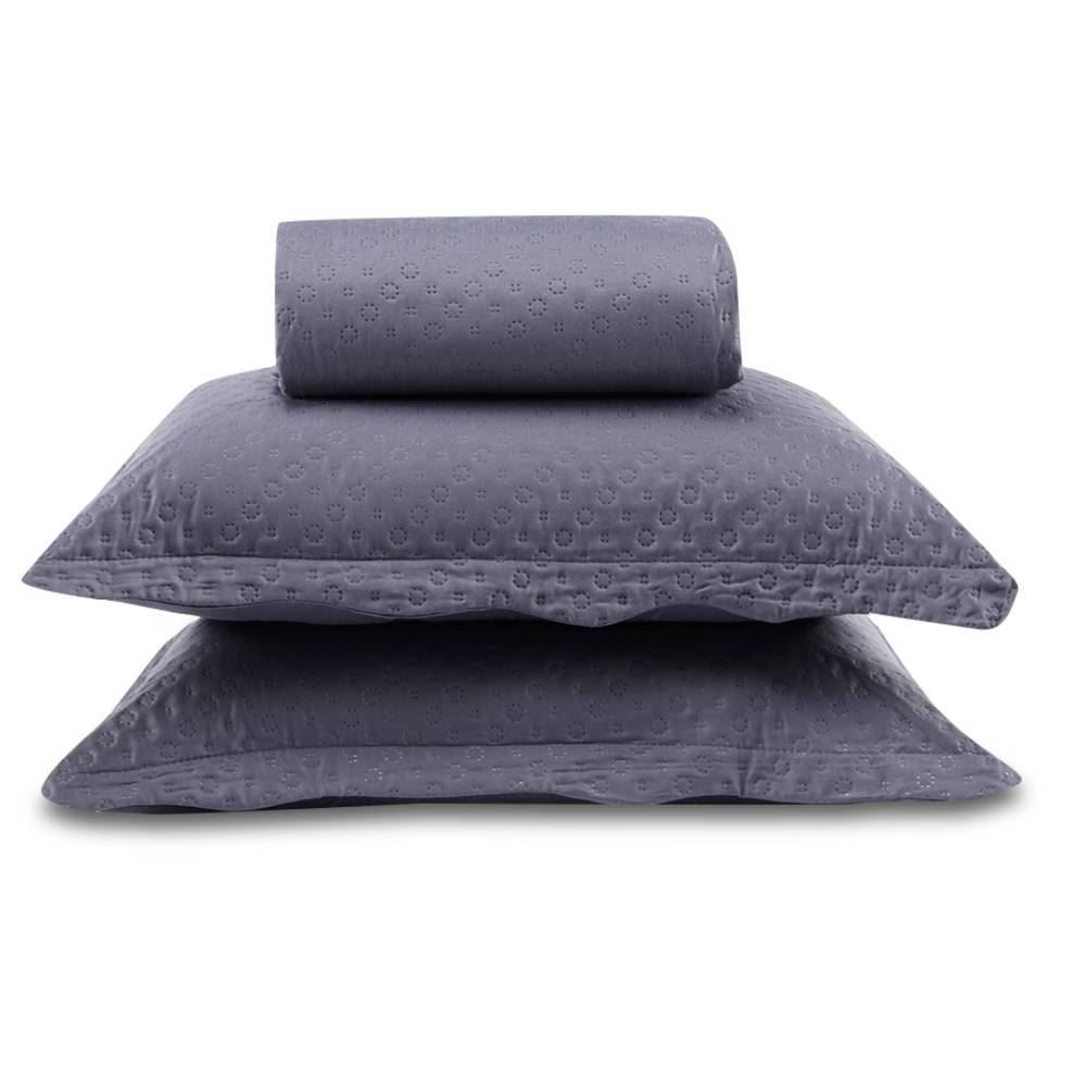Kit Colcha Queen 100% Poliéster Lisa Rozac 3 Pçs - Titanium