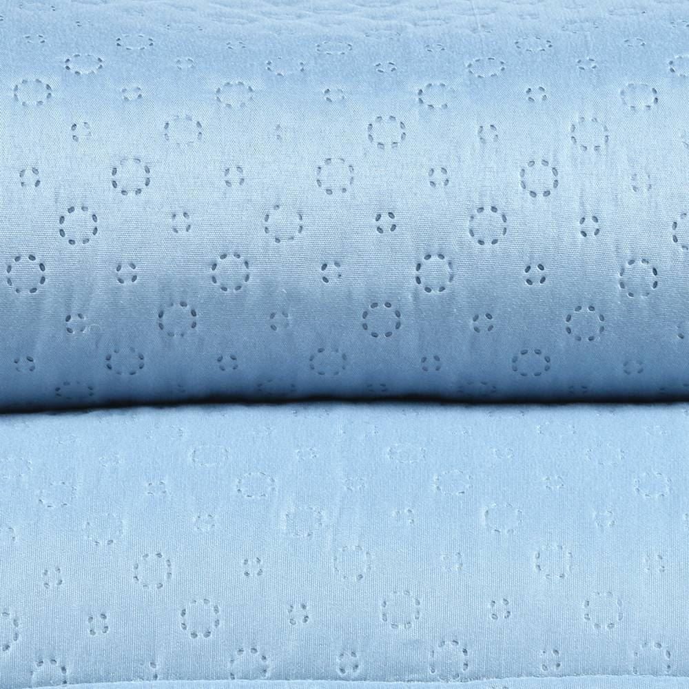 Kit Colcha Queen 100% Poliéster Lisa Rozac 3 Pçs - Azul Névoa