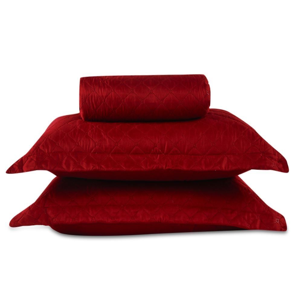 Colcha Queen 3 Peças Lisa Versalhes Havan Casa - Bloodstone