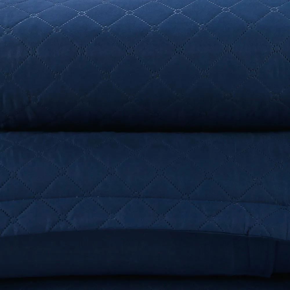 Colcha Queen 3 Peças Lisa Versalhes Havan Casa - Midnight Blue