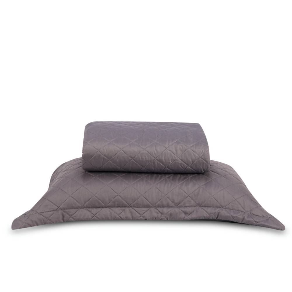 Kit Colcha Solteiro 100% Poliéster Versalhes Havan Casa 2 Pçs - Cinza Urbano