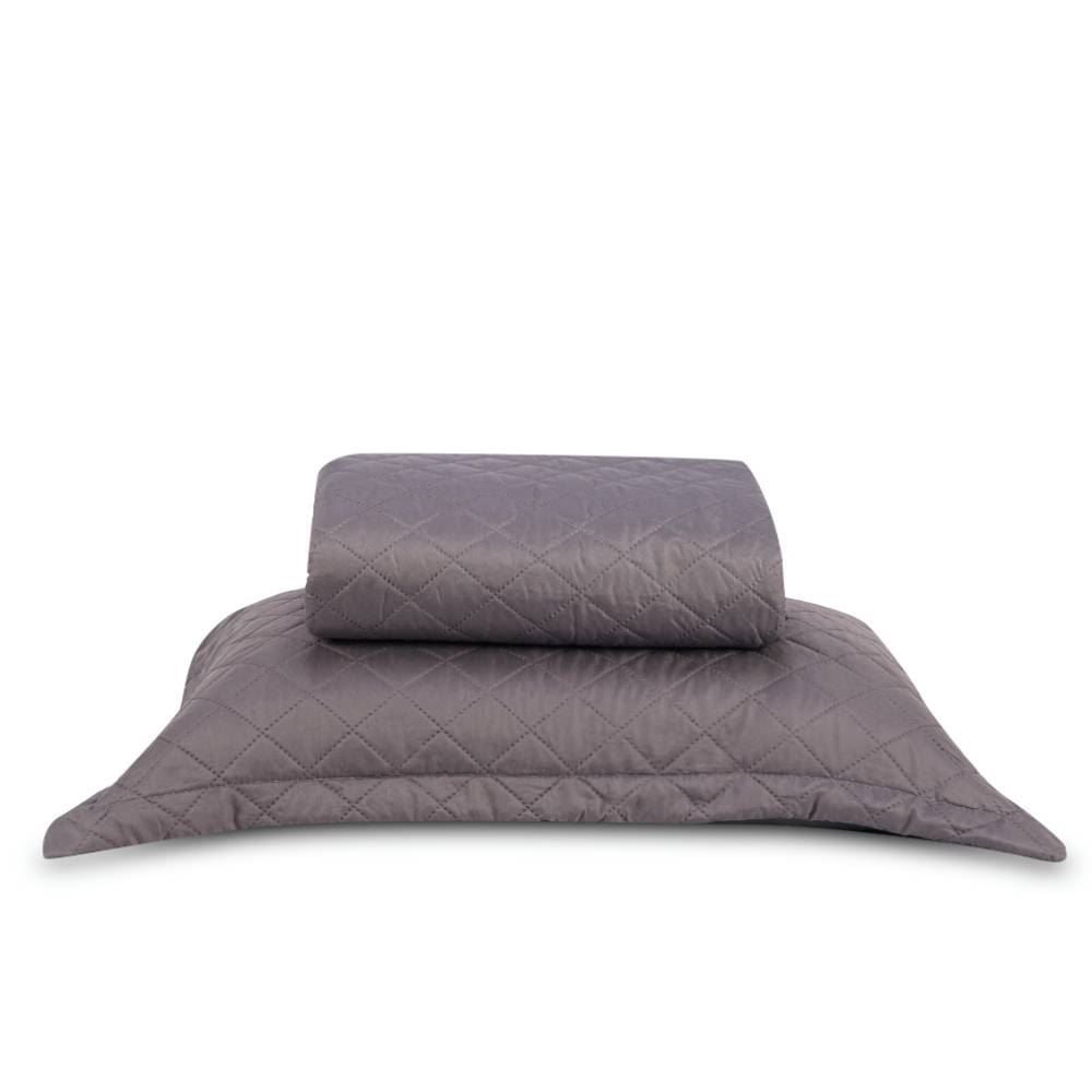 Kit Colcha Solteiro Lisa Versalhes Havan Casa 2 pçs - Cinza Urbano