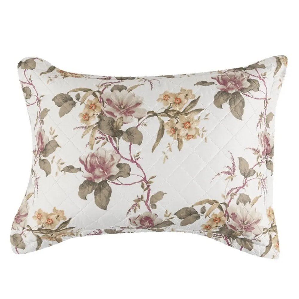 Kit Colcha Solteiro 150 Fios Havan Casa 2 Pçs - Augusta Bege Floral