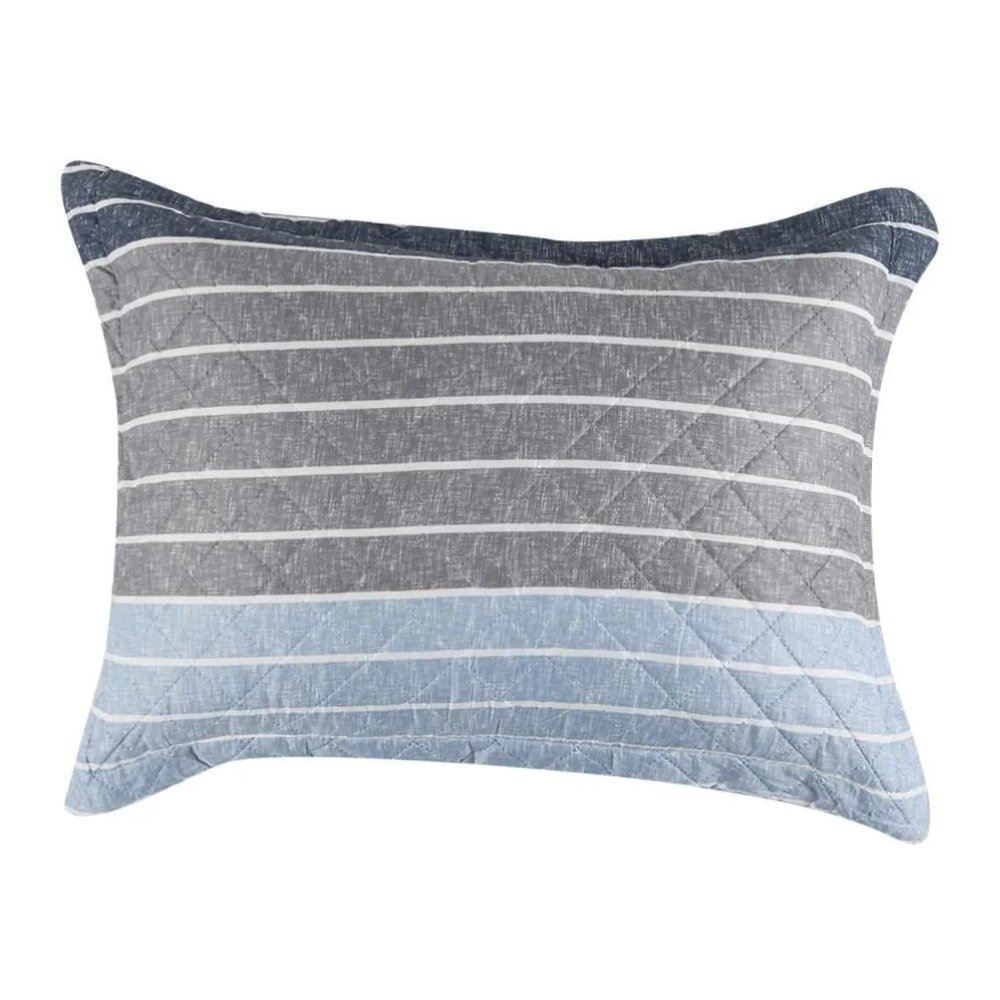 Kit Colcha Solteiro 150 Fios Havan Casa 2 Pçs - Ronnie Azul Listra