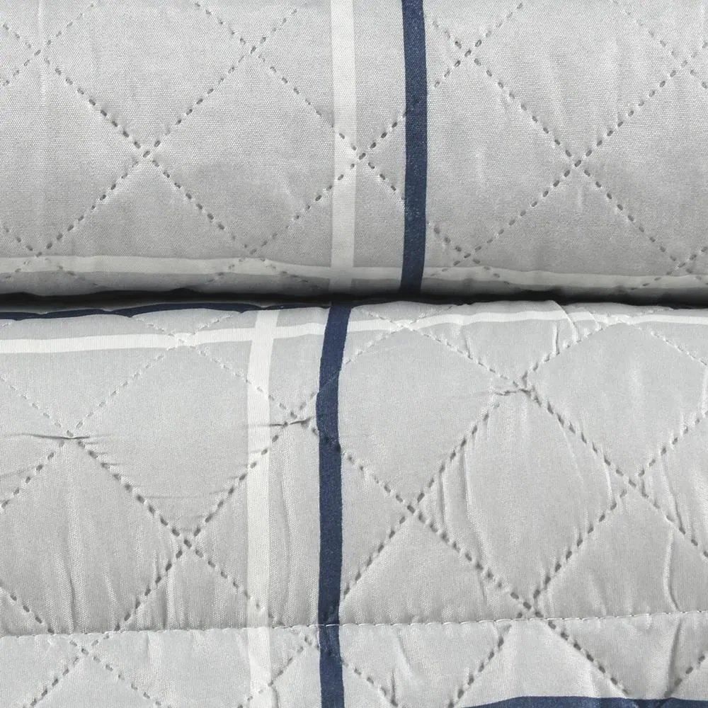 Kit Colcha Solteiro 150 Fios Havan Casa 2 Pçs - Henry Cinza Geo