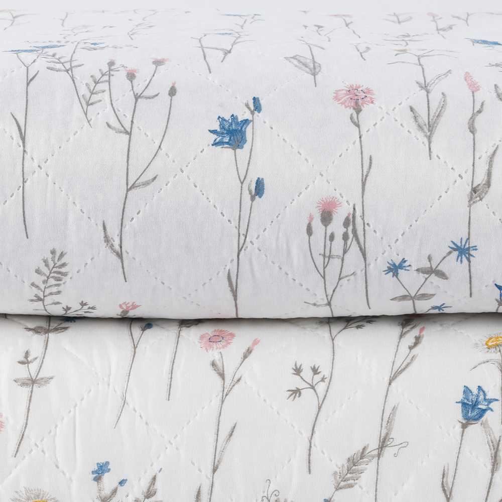 Kit Colcha Solteiro 150 Fios Havan Casa 2 pçs - Floral Off