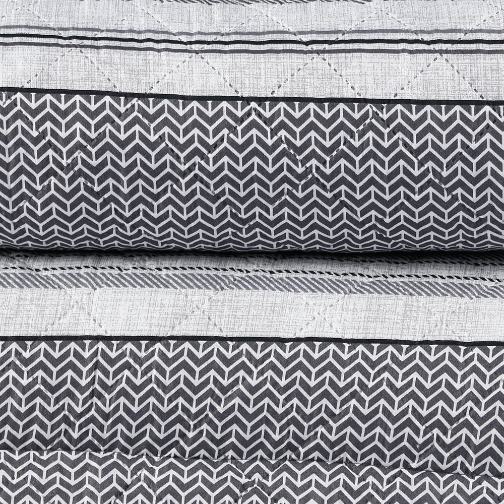 Kit Colcha Solteiro 150 Fios Havan Casa 2 pçs - Geo Cinza