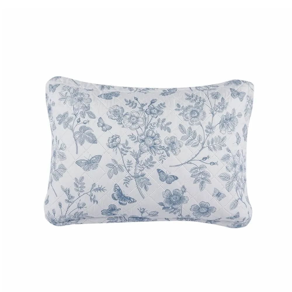 Kit Colcha Solteiro 150 Fios Havan Casa 2 pçs - Floral Azul