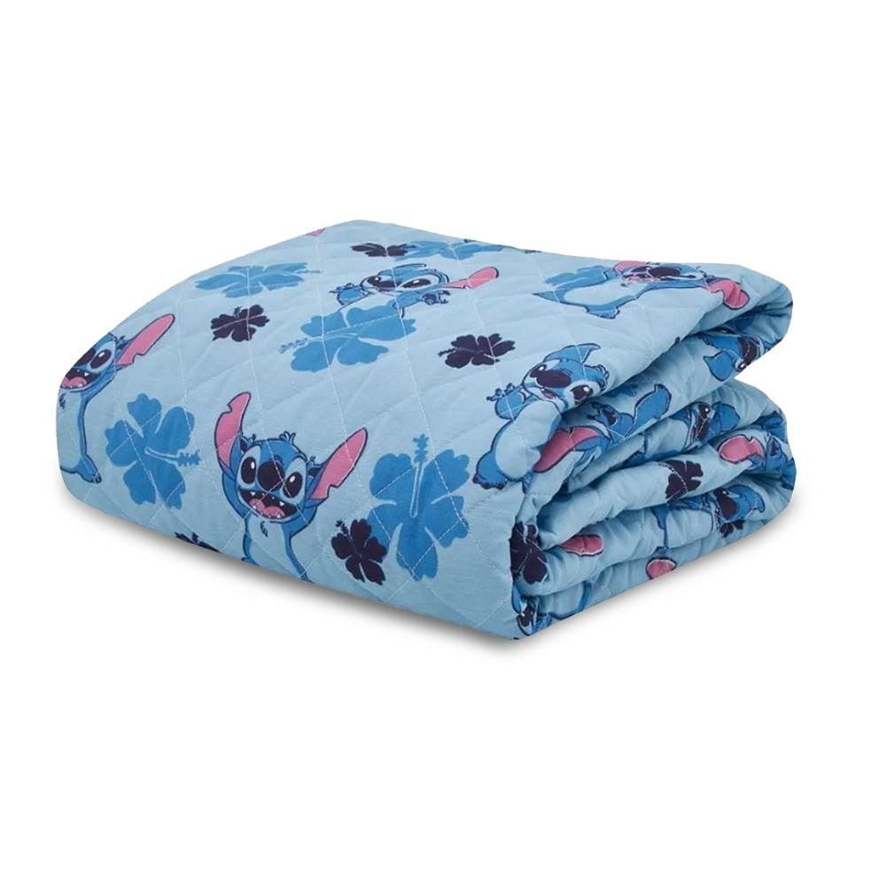 Colcha Stitch Solteiro Dupla Face Lepper - Azul