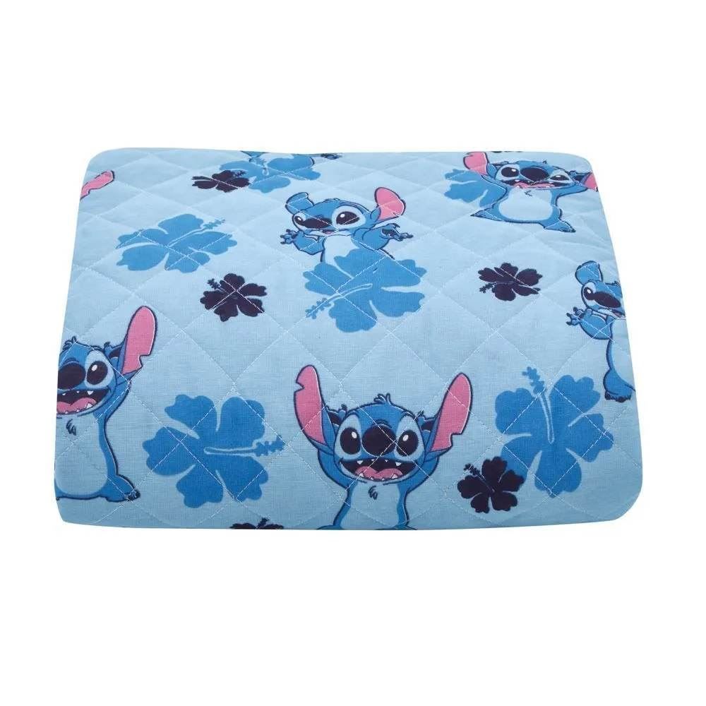 Colcha Stitch Solteiro Dupla Face Lepper - Azul