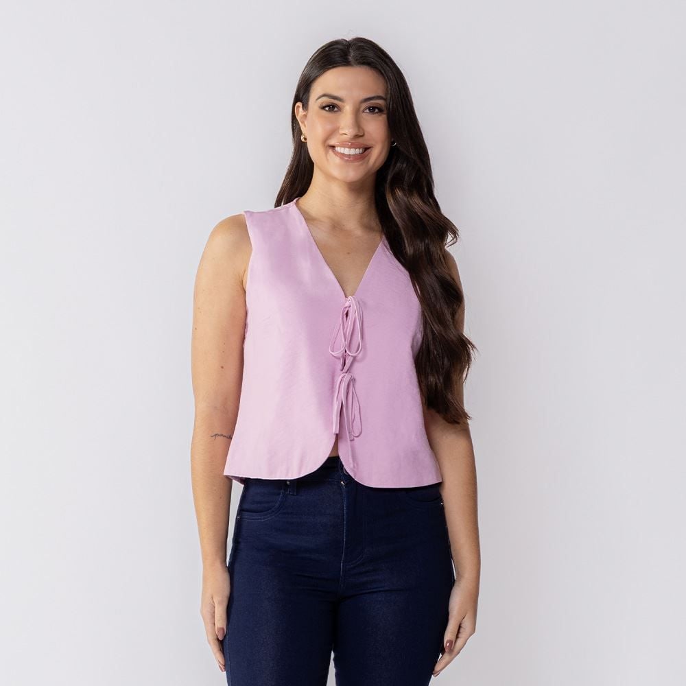 Colete Feminino De Alfaiataria Com Amarração Boby Blues