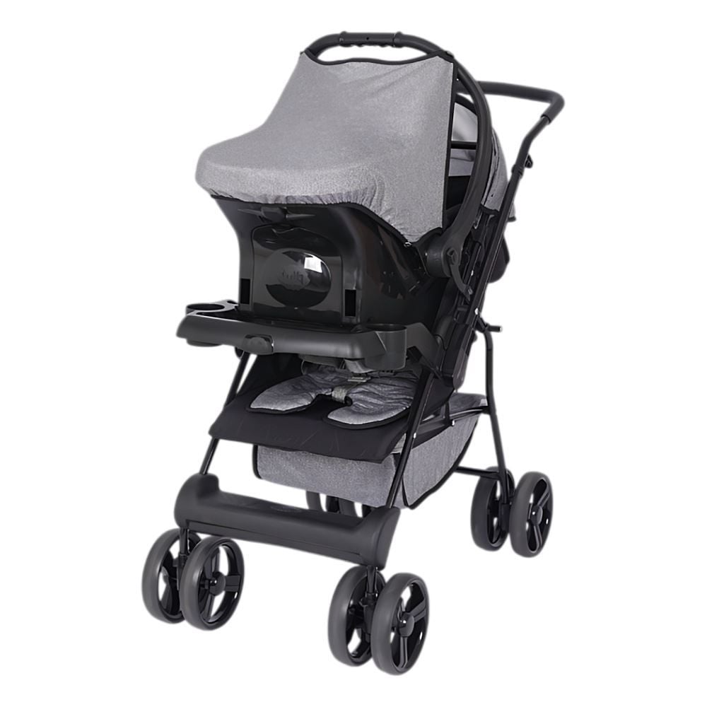 Kit Carrinho de Bebê Solare e Bebê Conforto Tutti Baby - Cinza Mescla
