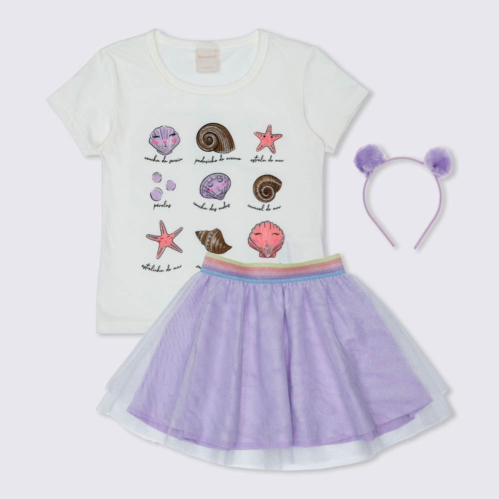 Conjunto 1 a 3 anos Blusa e Saia Tule + Brinde Yoyo Kids