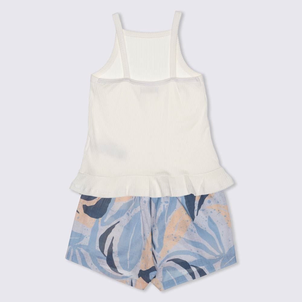 Conjunto 4 a 10 anos Blusa + Shorts Folhagens Nicoboco