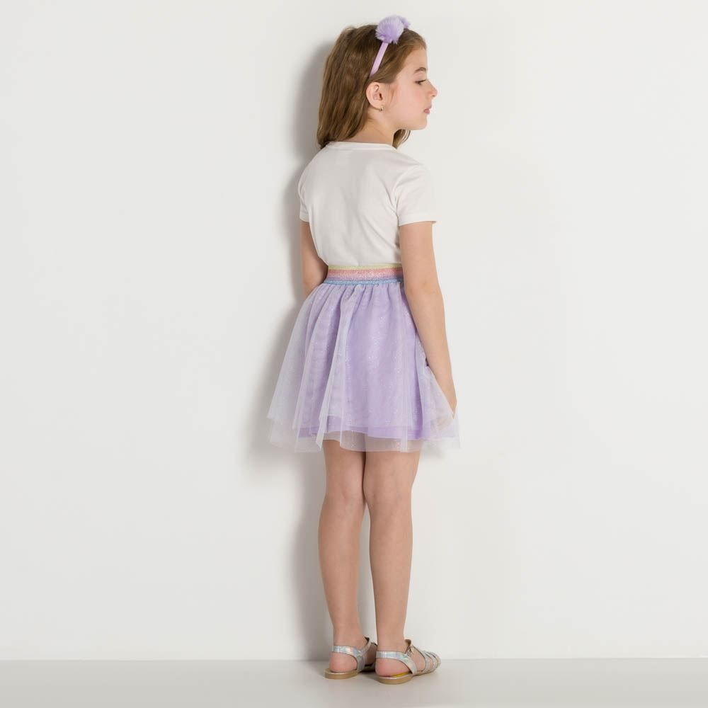 Conjunto 4 a 10 anos Blusa e Saia Tule + Brinde Marmelada