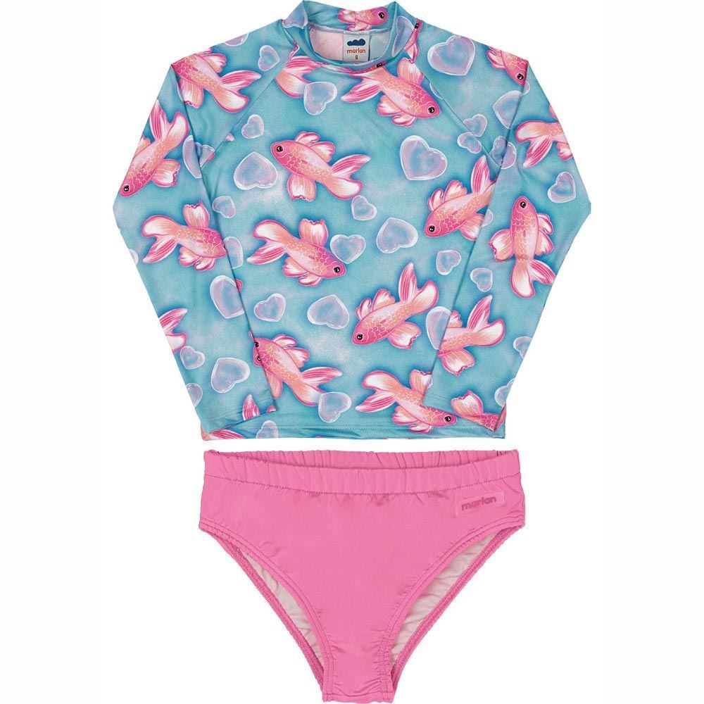 Conjunto 4 a 10 Anos Camiseta + Tanga Proteção UV Marlan Malhas
