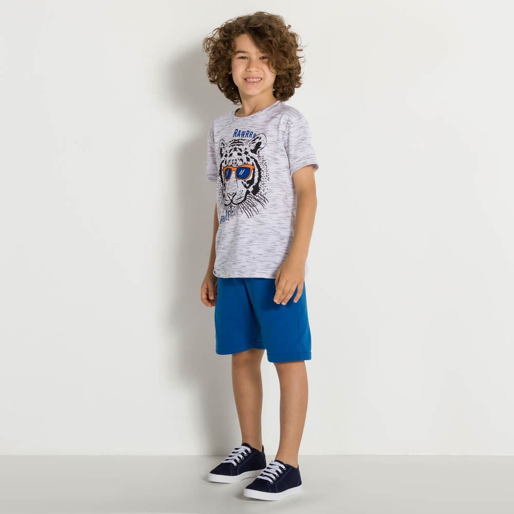 Conjunto 4 a 10 anos Camiseta Tigre + Bermuda Hot Dog