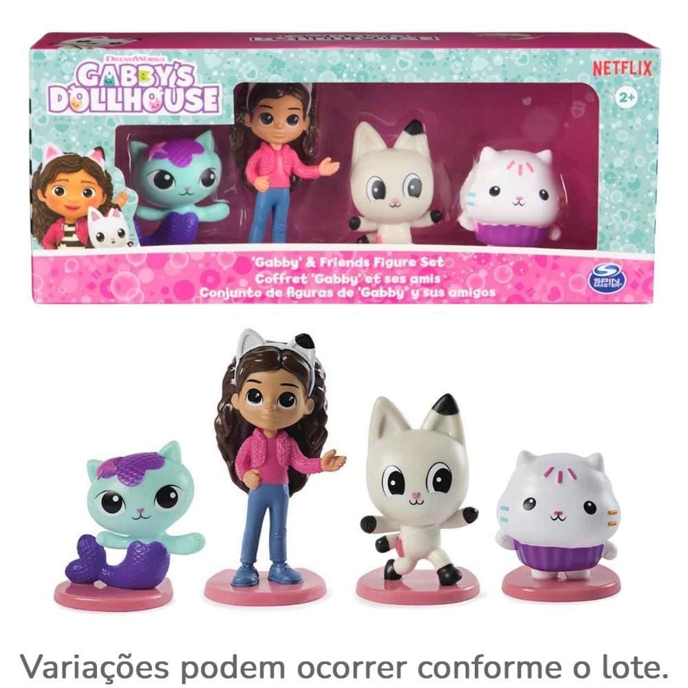 Conjunto 4 Mini Figuras Gabby's Dollhouse Sunny Brinquedos