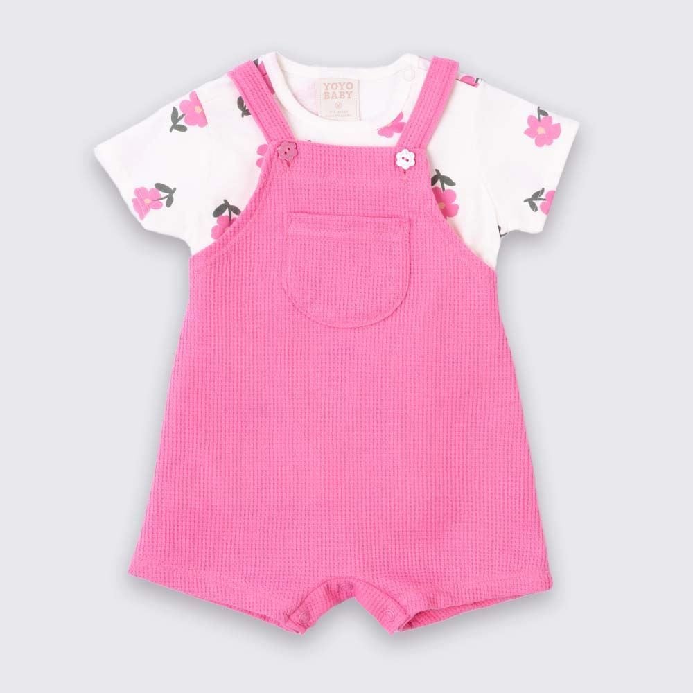 Conjunto Bebê Menina Jardineira e Blusa Estampada Yoyo Baby