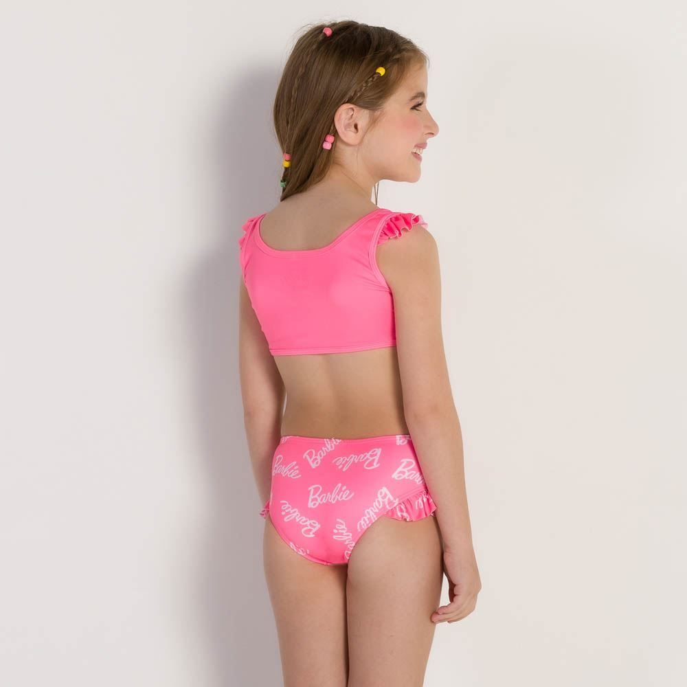 Conjunto Biquíni 4 a 10 anos Top Calcinha Barbie Mattel
