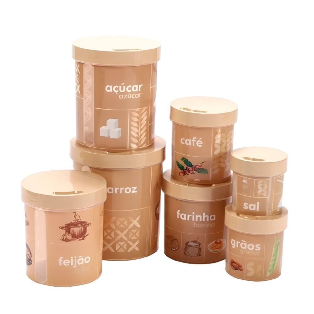 Jogo De Potes Redondos Plasútil - Cinza