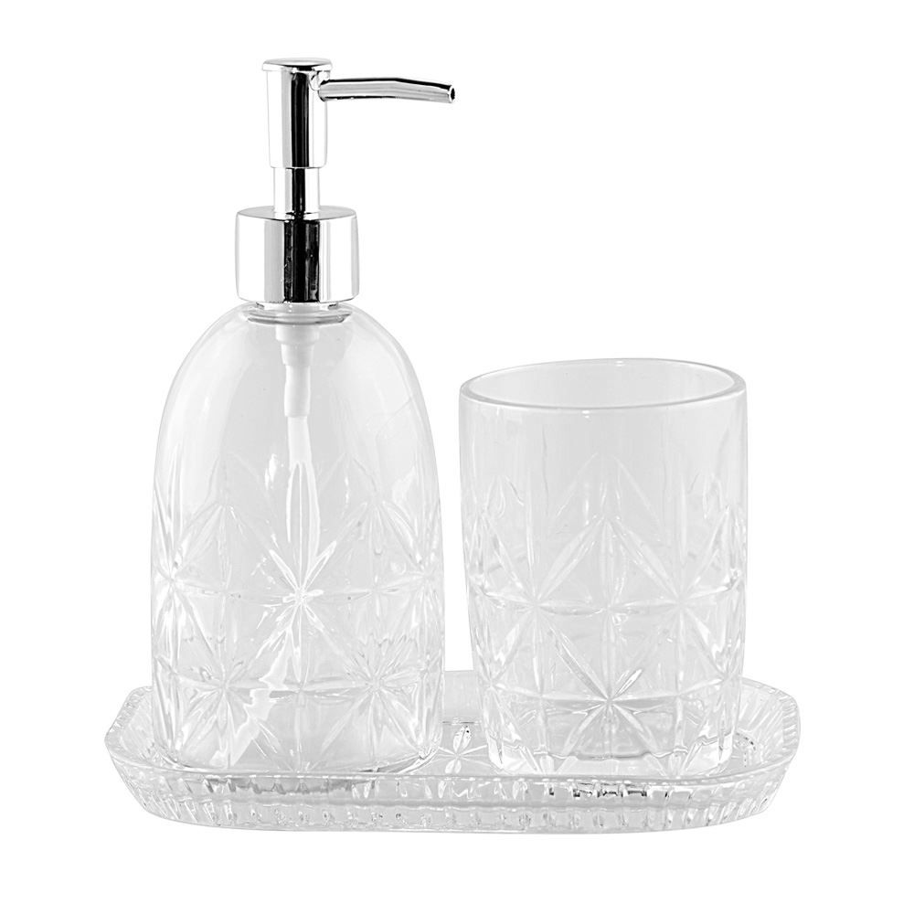 Conjunto De Banheiro Em Vidro Lyor 3 Peças - Paris Prata